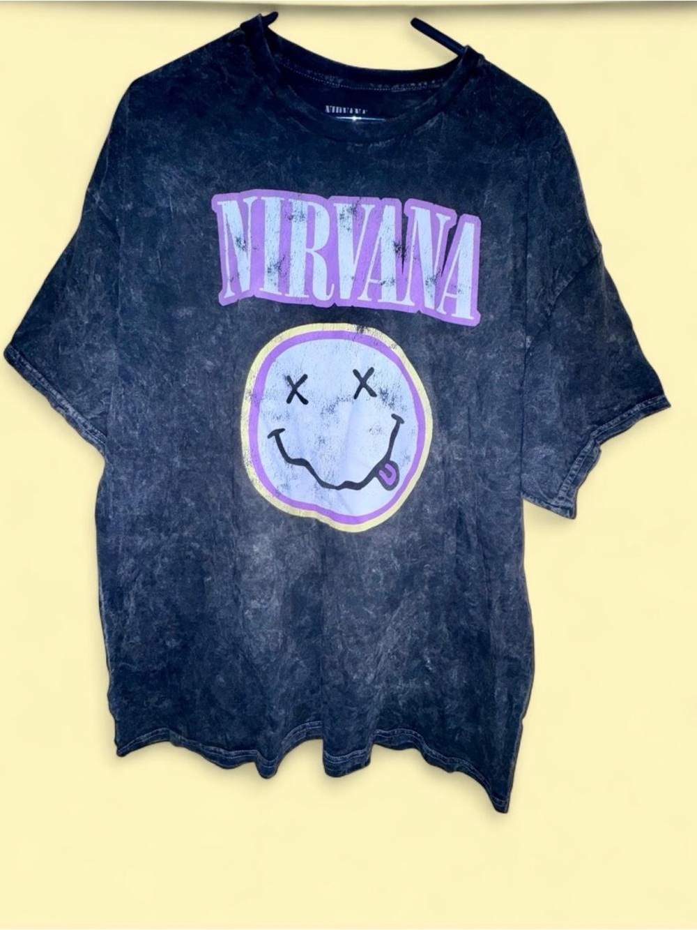 NIRVANA Short Sleeve Tee with Purple and Yellow Graphic Size 2X